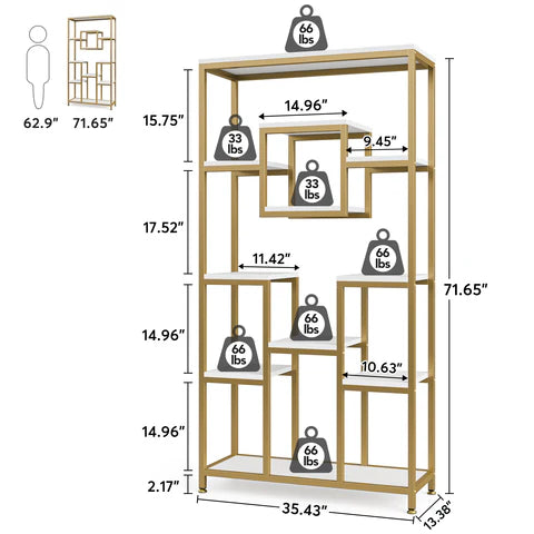 Chakara Modern 11-Tier Bookcase Display Shelf Organizer Rack