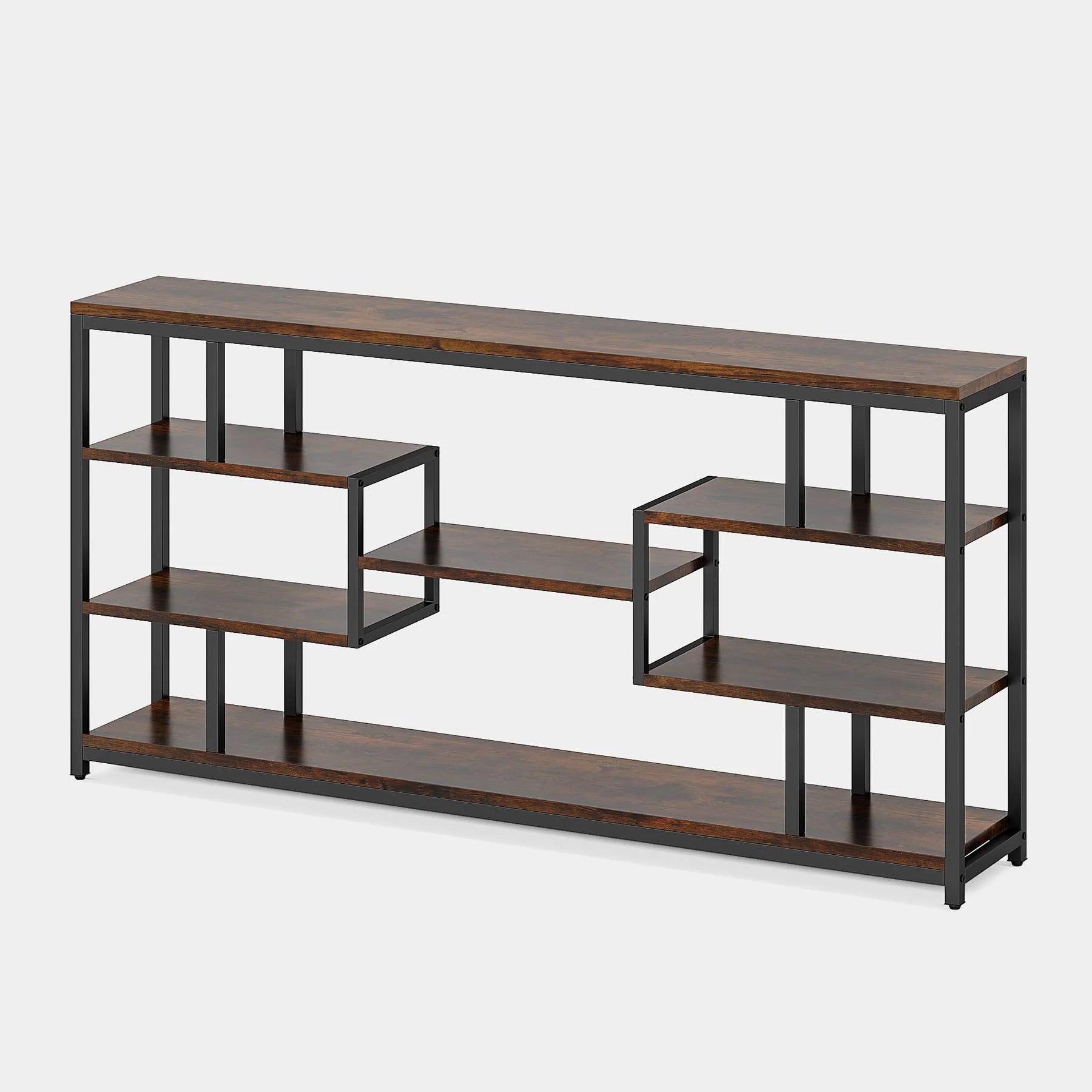 Cyber Narrow Sofa Entryway Table with Open Storage Shelves Console Table