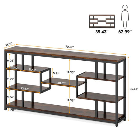 Cyber Narrow Sofa Entryway Table with Open Storage Shelves Console Table