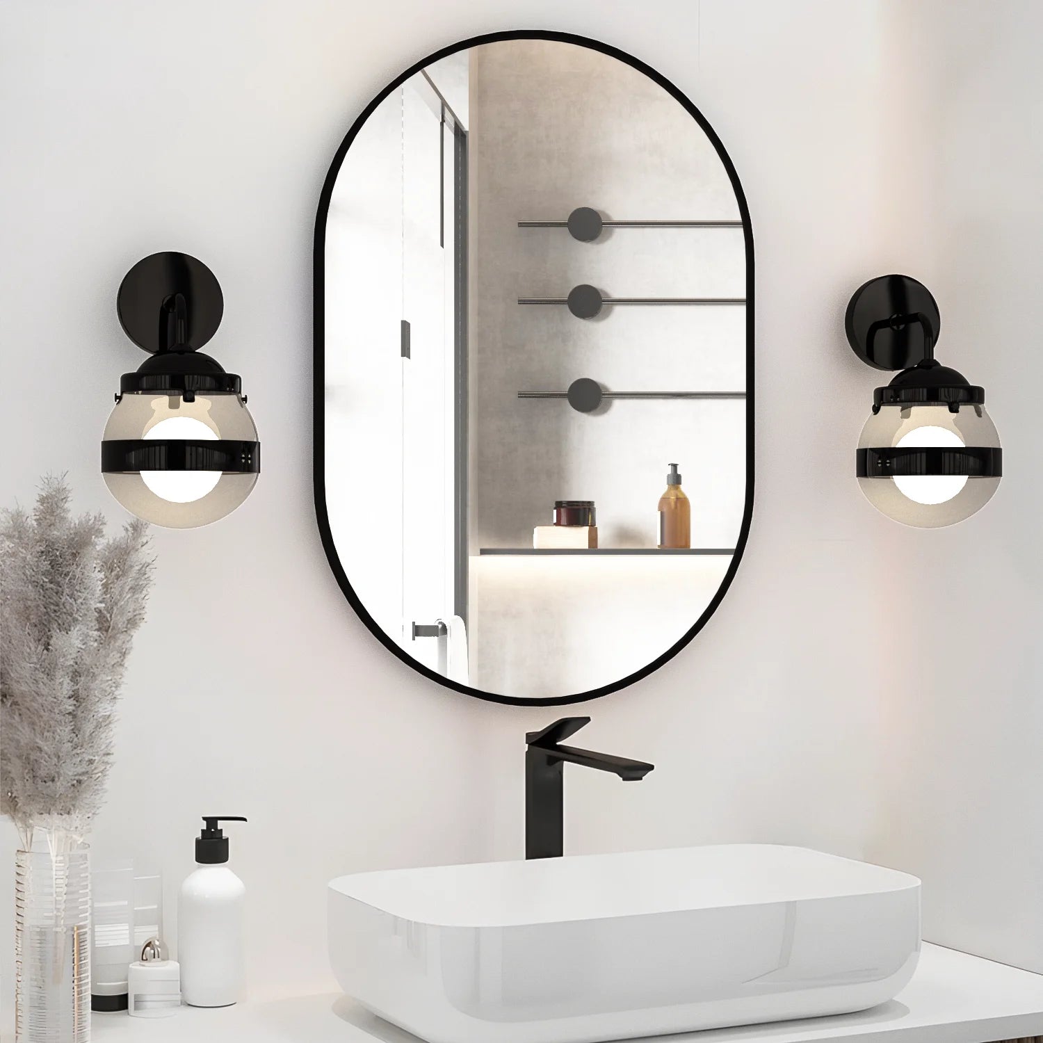 Conguiliao Oval Bathroom Bedroom Vanity Wall Mirror Decor