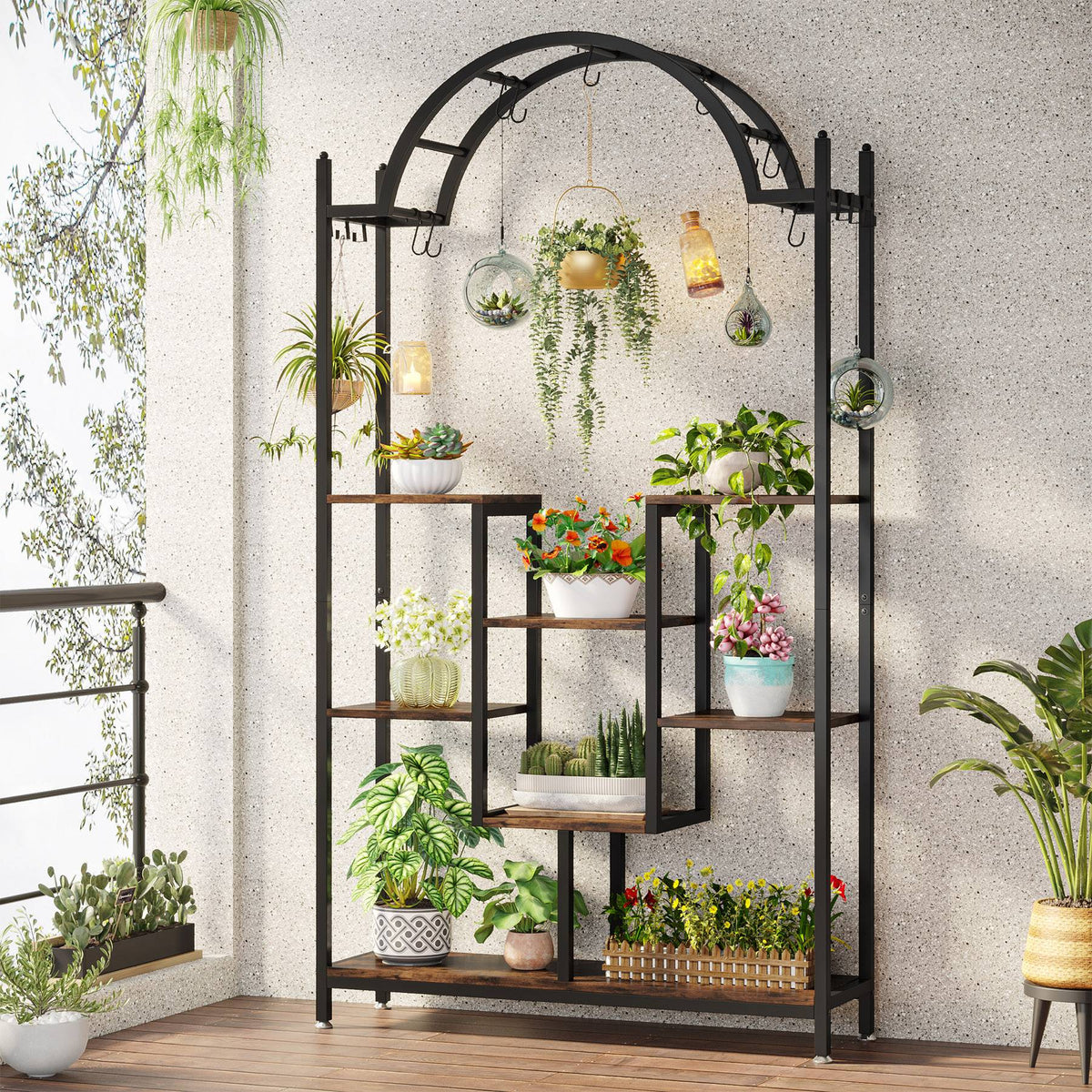 Arcolo Flower Stands with Hanging Hooks Rack