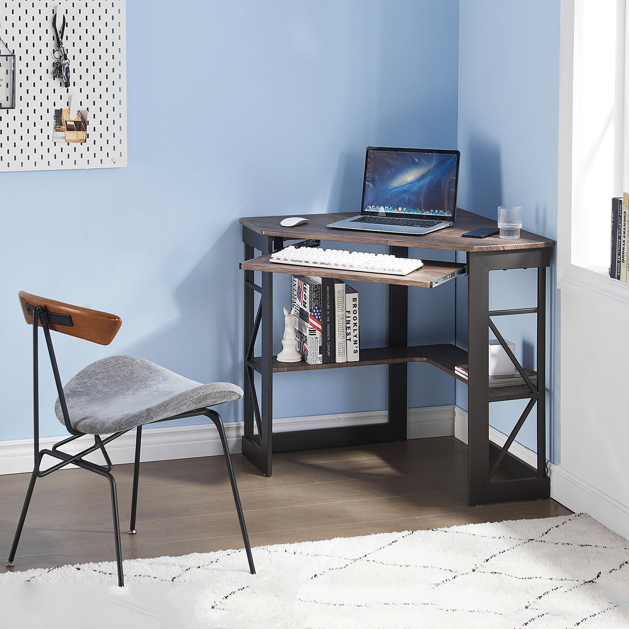 Corner computer desk with deals tower storage