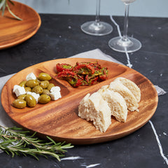 Three Section Round Wooden Platter