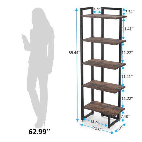 Cora Living Lounge Industrial Corner Shelf Bookcase Organizer Rack