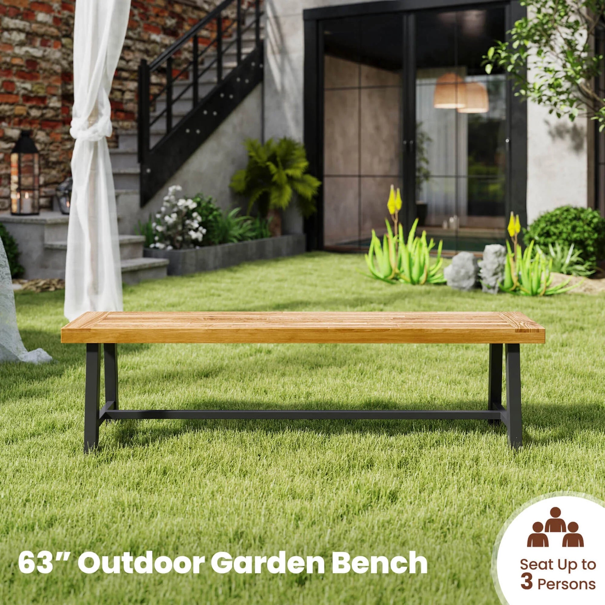 Affiro Long Outdoor Indoor Lawn Park Bench