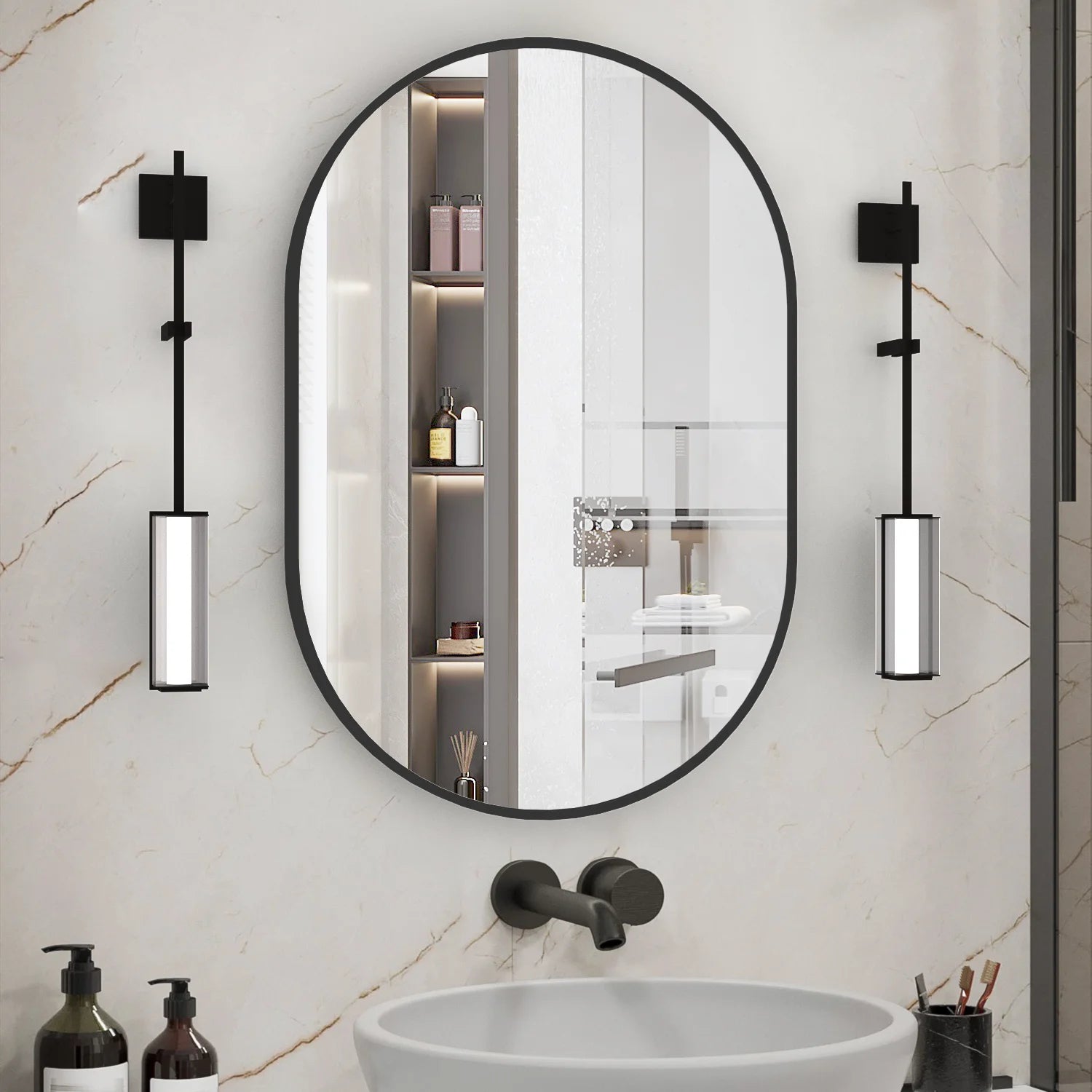 Conguiliao Oval Bathroom Bedroom Vanity Wall Mirror Decor