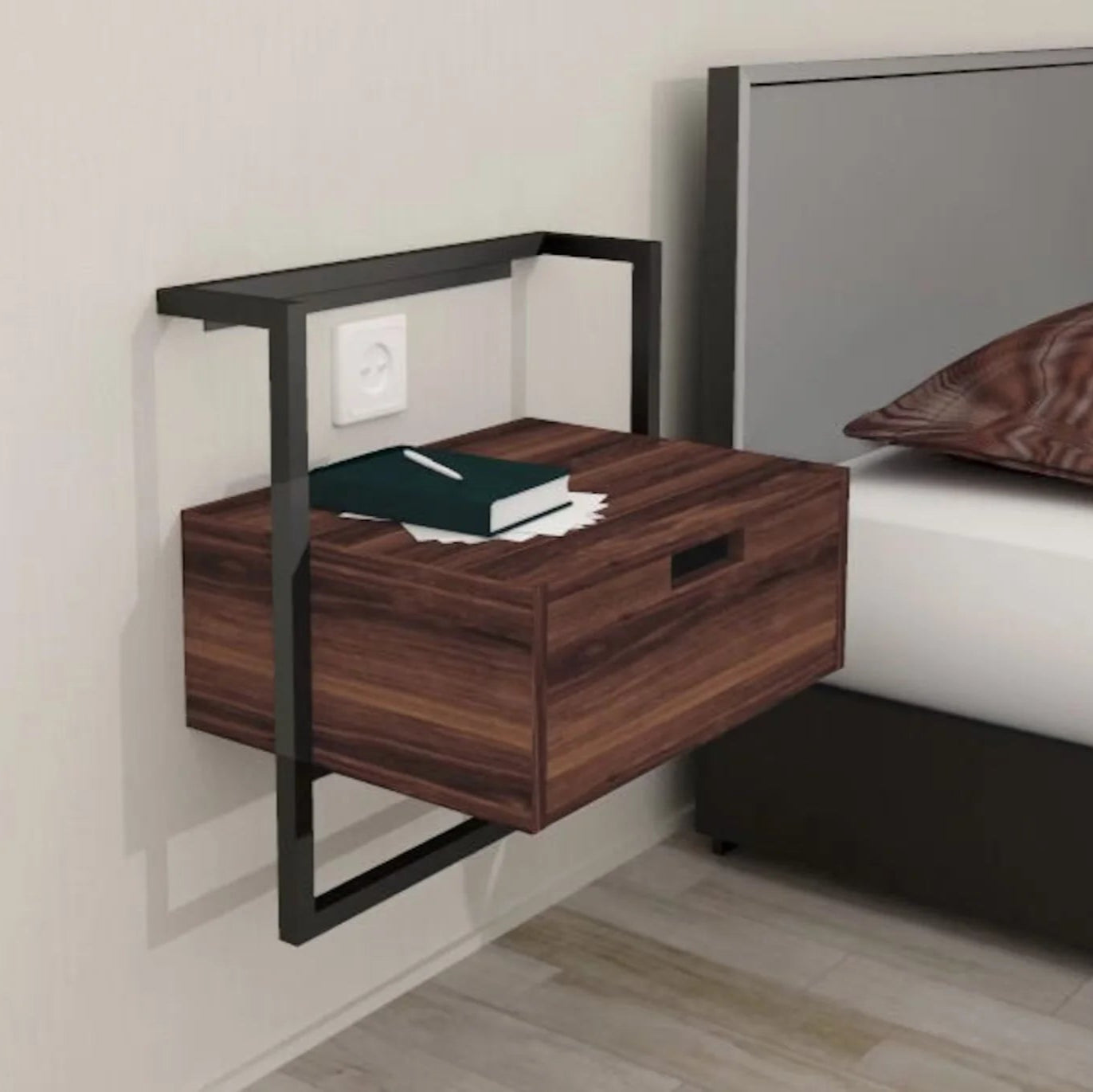 Melwoo Floating Nightstand Drawer Bedroom Floating Side Table