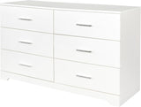 Volo White Drawer Double Dresser Living Room Organizer Cabinet Stand