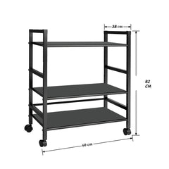 Ironland 3-Tier with Wheels Metal Microwave Oven Trolley