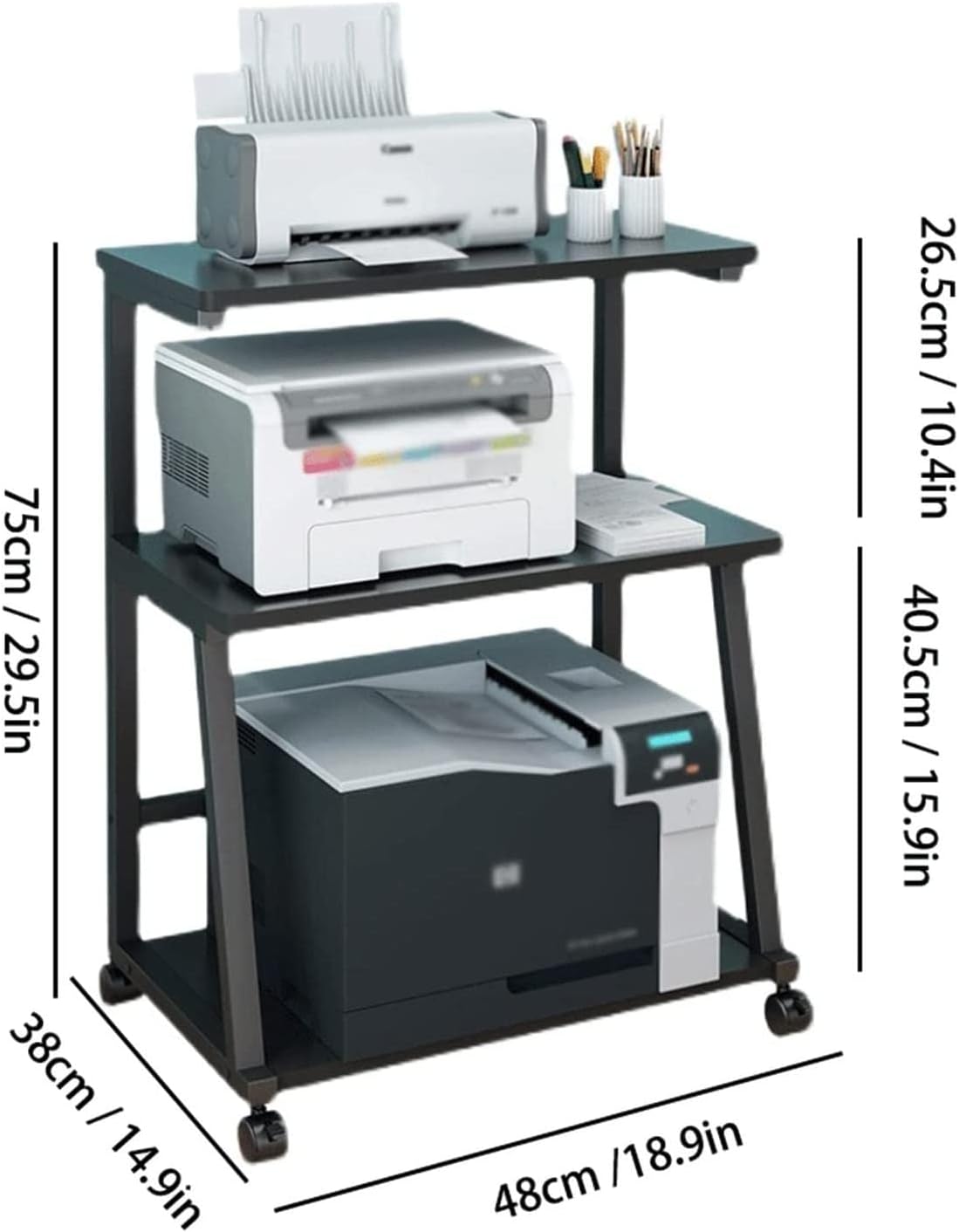 DAPERCI Portable Wooden Shelf Metal Frame Printer Cart - waseeh.com