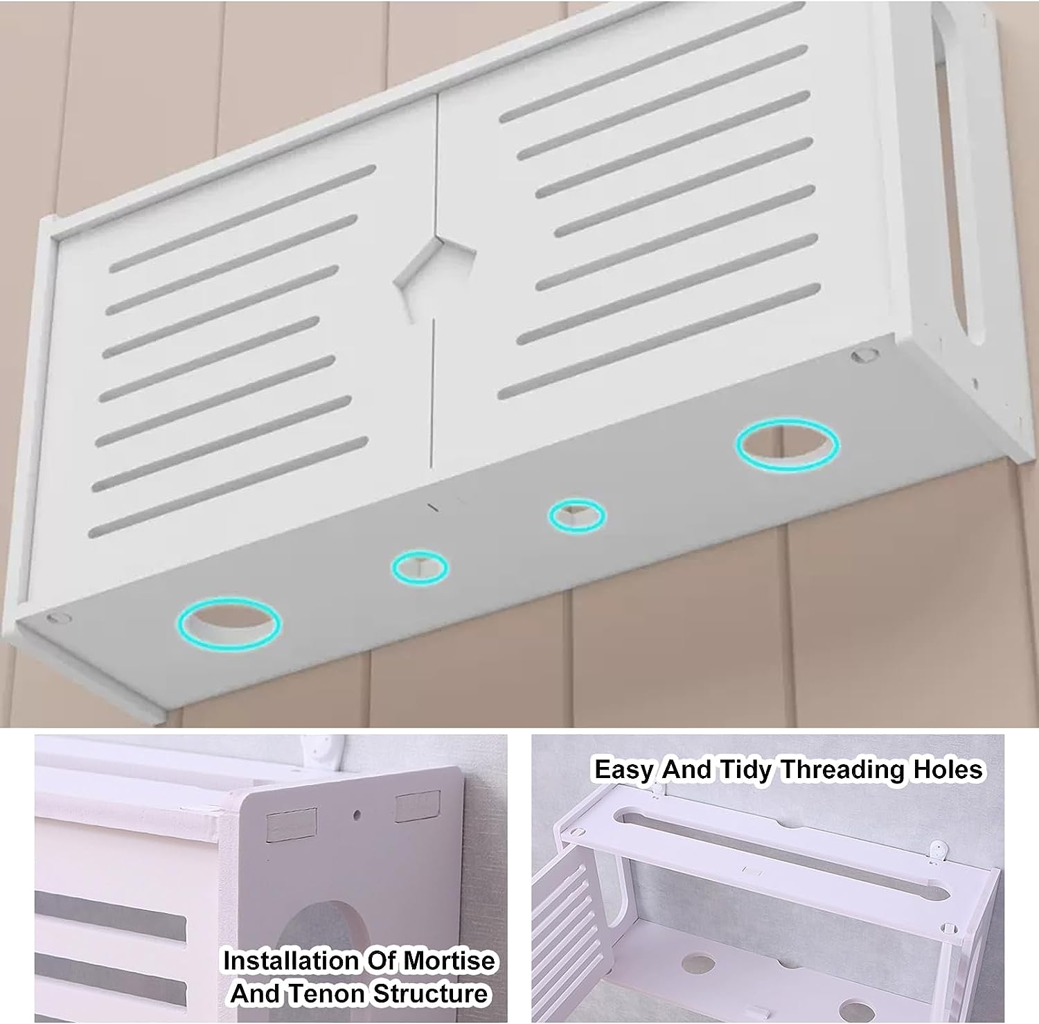 Constricted Router Wifi Double Door Wall Mounted Floating Bracket Shelve