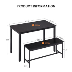 Dengage Living Dining Room Kitchen Bench Table (Set of 3)