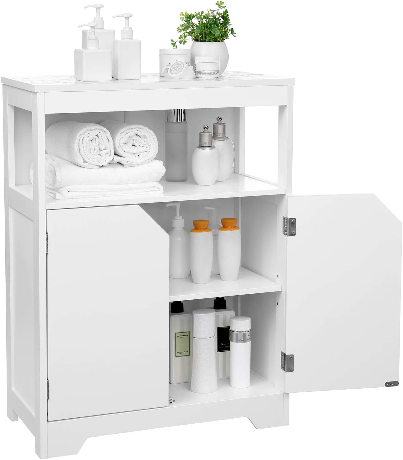 Merax Toilet Storage Shelf with Adjustable Shelves and Shutter