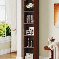 Cubarzi Narrow Bookcase 5-Tier Cube Bookshelf Display Rack with Storage