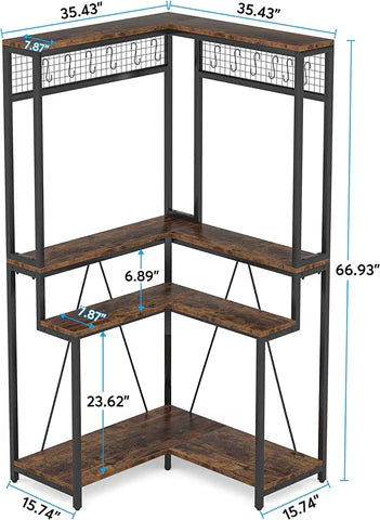 Sillison Tall Flower Shelf with 15 Hanging Hooks Planter Rack