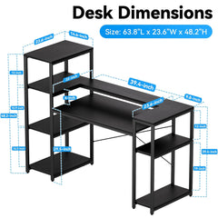 Hypigo Office Desk Storage Shelves Writing Working Station Desk Table