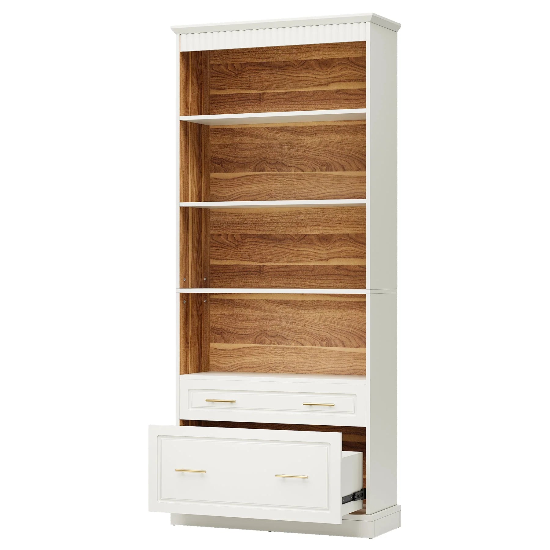 Sions FreeStanding 5-Shelf Bookcase Display Shelf Bookcase with Drawers