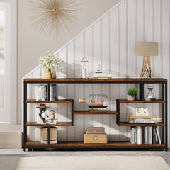 Cyber Narrow Sofa Entryway Table with Open Storage Shelves Console Table