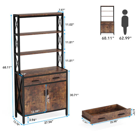 Pippi Living Lounge Bookcase Organizer Drawer Cabinet Rack