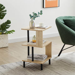 S-Shaped End Table with Storage Shelf - waseeh.com