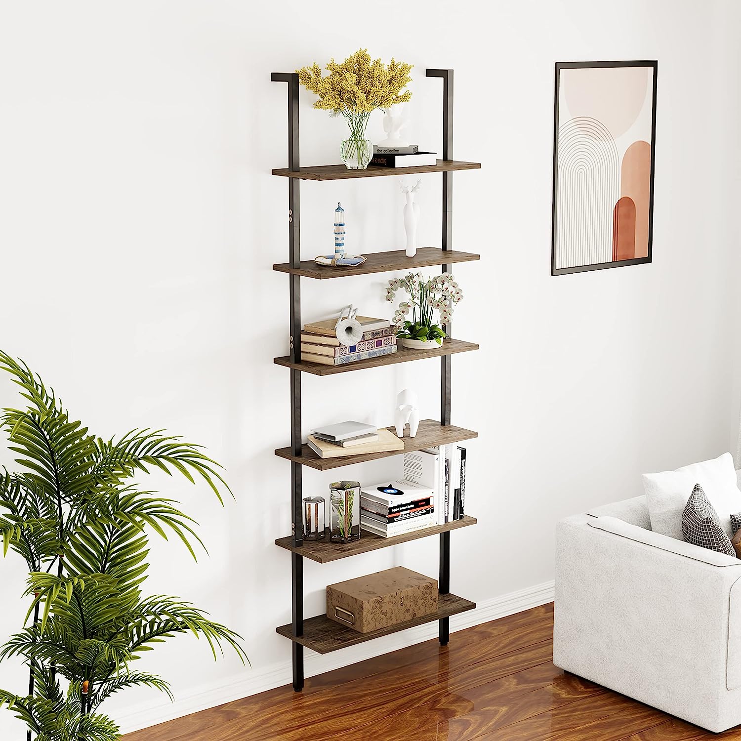 Tall wall deals mounted bookcase