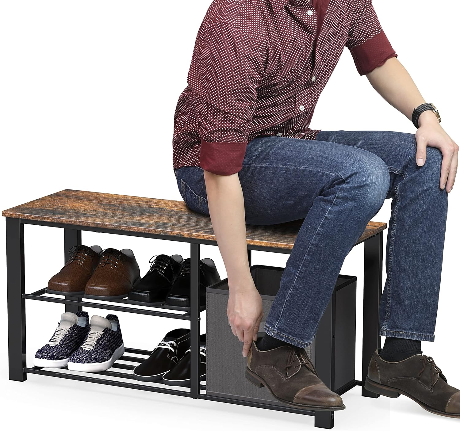 Rustiva Simple Houseware 2 Tier Shoe Bench Rack