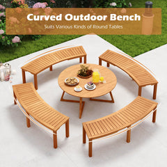 Curaiza Outdoor Curved with Slatted Seat Solid Bench