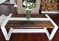 Rationa Industrial Style Iron and Wood Coffee Center Table