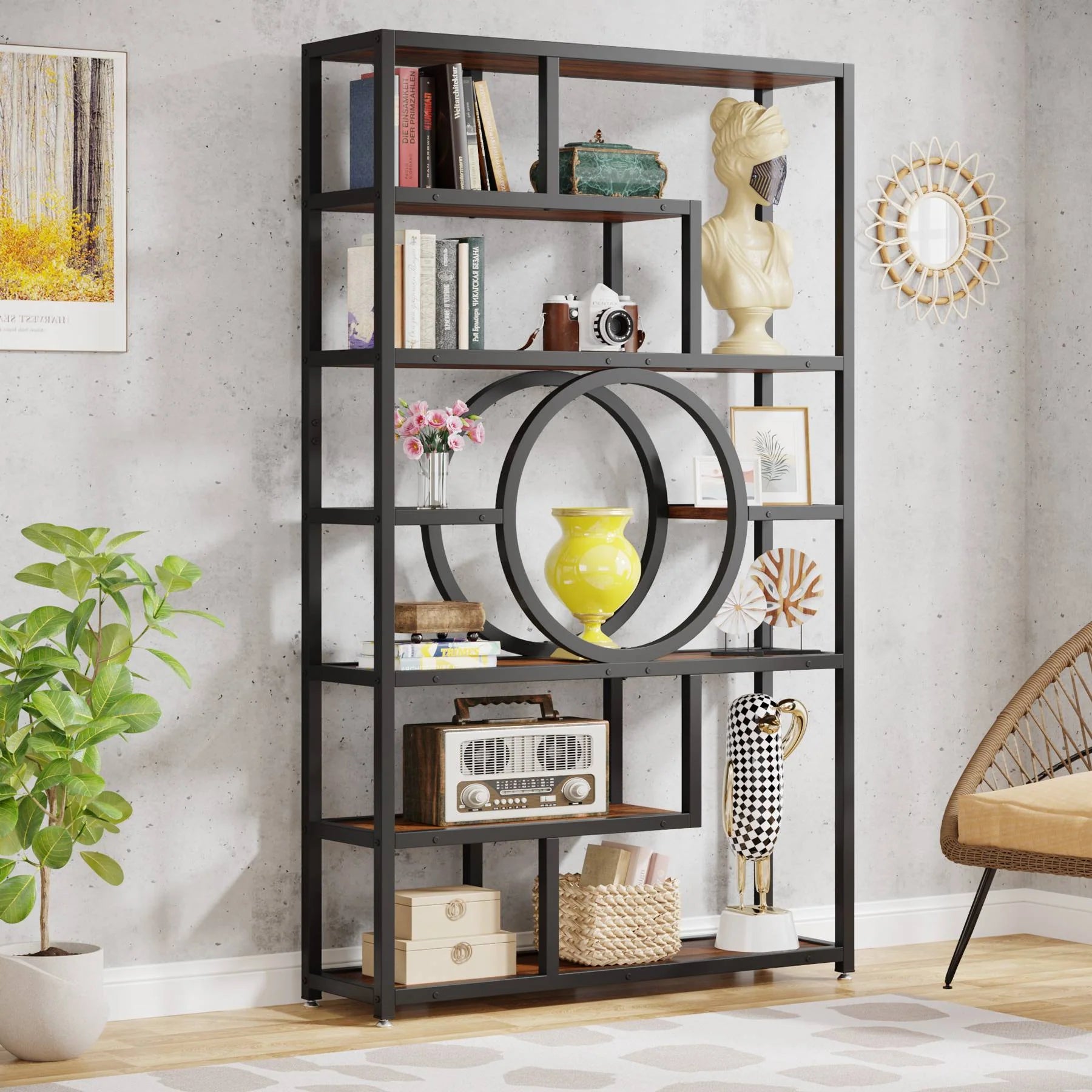 Onuzane Industrial Display Shelf Bookcase Planter Organizer Rack