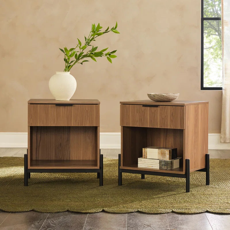 Ridvan 1-Drawer Nightstands with Open Cubby Sidetable