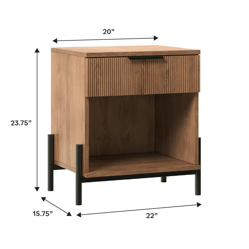 Ridvan 1-Drawer Nightstands with Open Cubby Sidetable