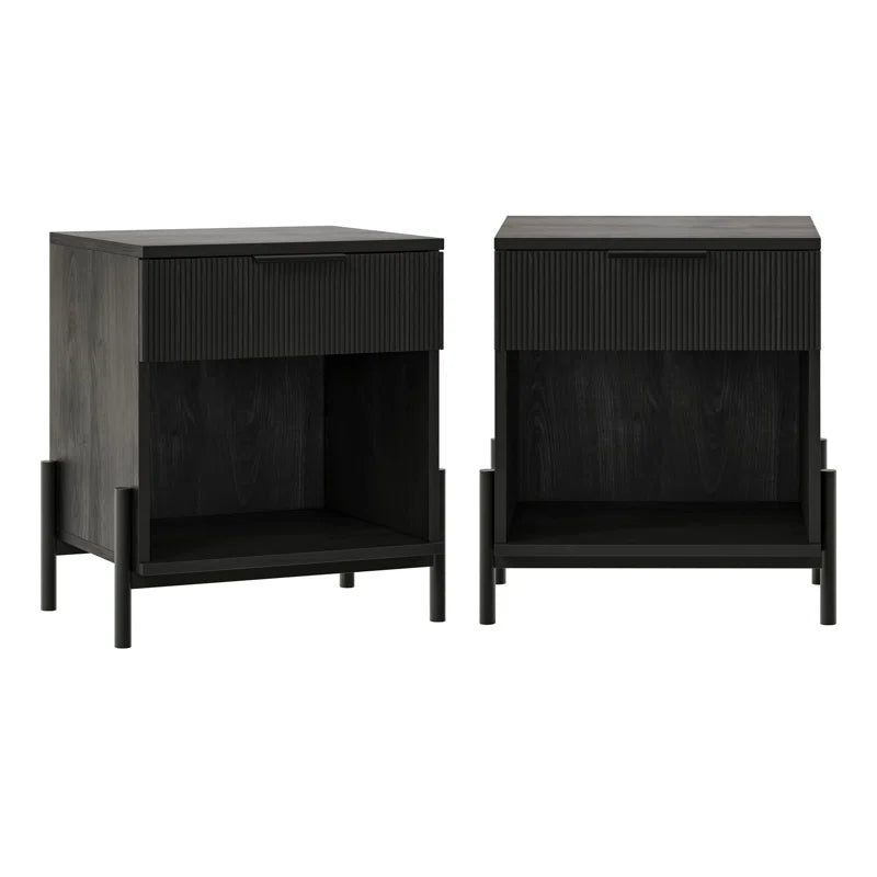 Ridvan 1-Drawer Nightstands with Open Cubby Sidetable