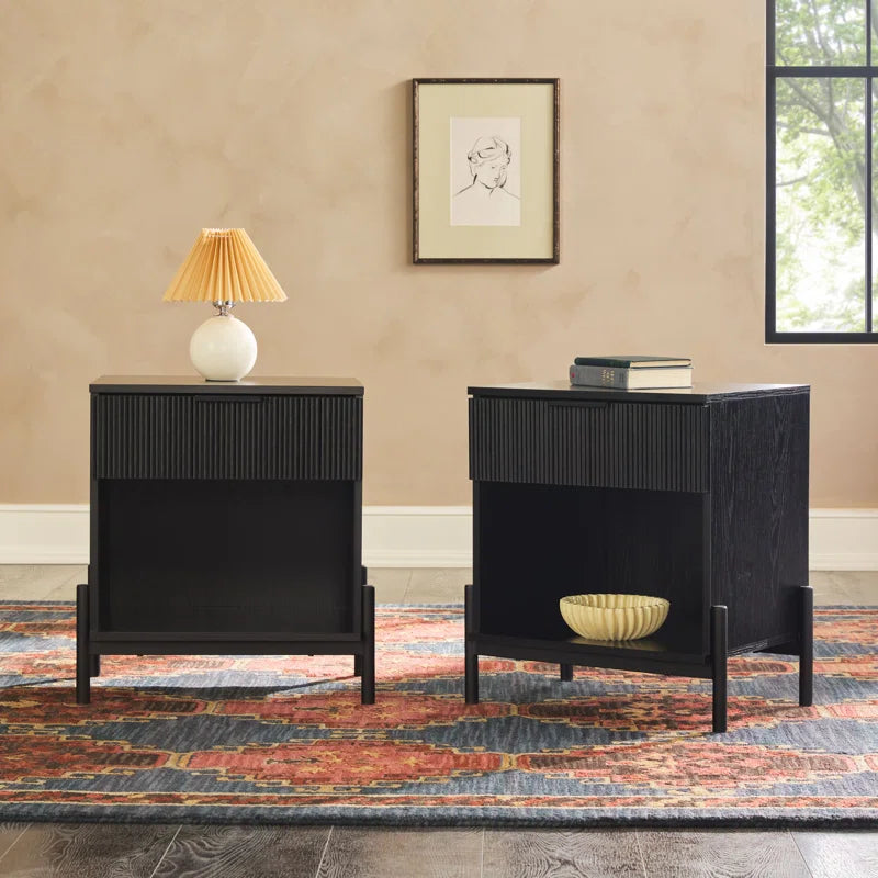 Ridvan 1-Drawer Nightstands with Open Cubby Sidetable