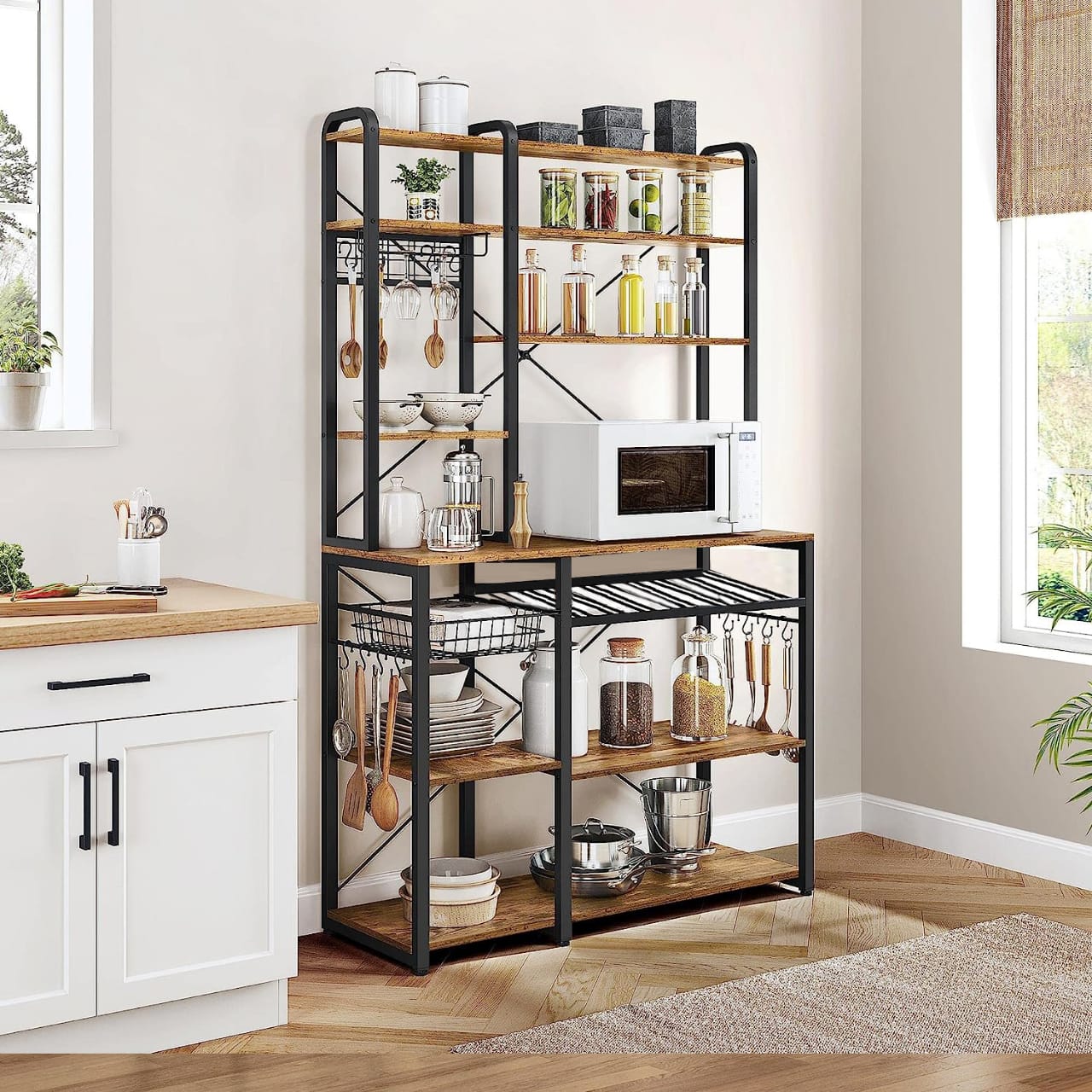 Rashel Wood Standard Baker's Rack with Microwave Compatibility - waseeh.com