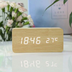 Rectangle Wooden Digital Alarm Clock - waseeh.com