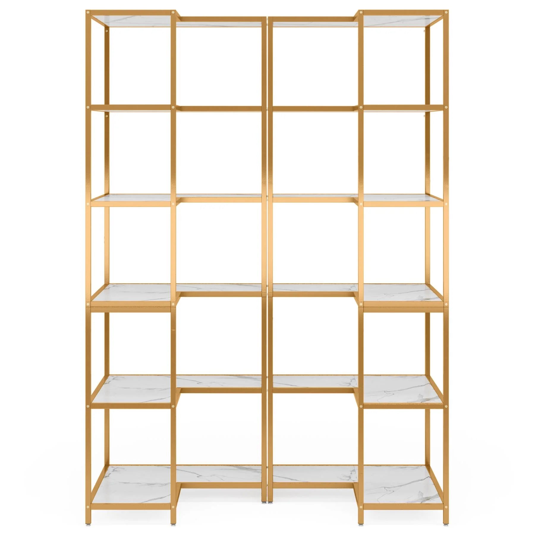 Powded 6-Shelf Corner Bookcase Organizer Rack