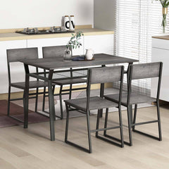 Pikkizi Industrial Rectangular Kitchen Dining Room Chairs Table (Set of 5)