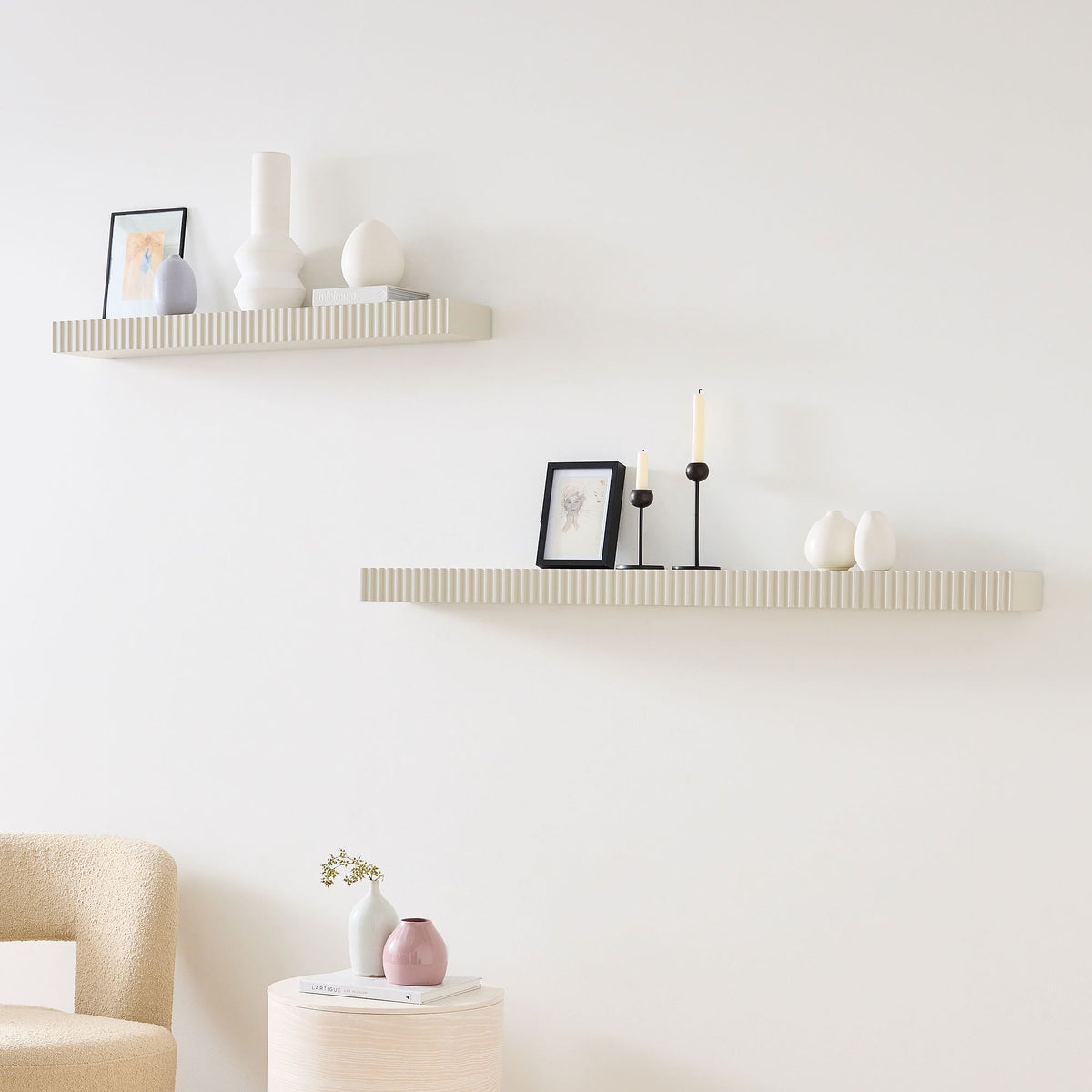 Indra Living Lounge Bedroom Hidden Hooks Floating Shelve