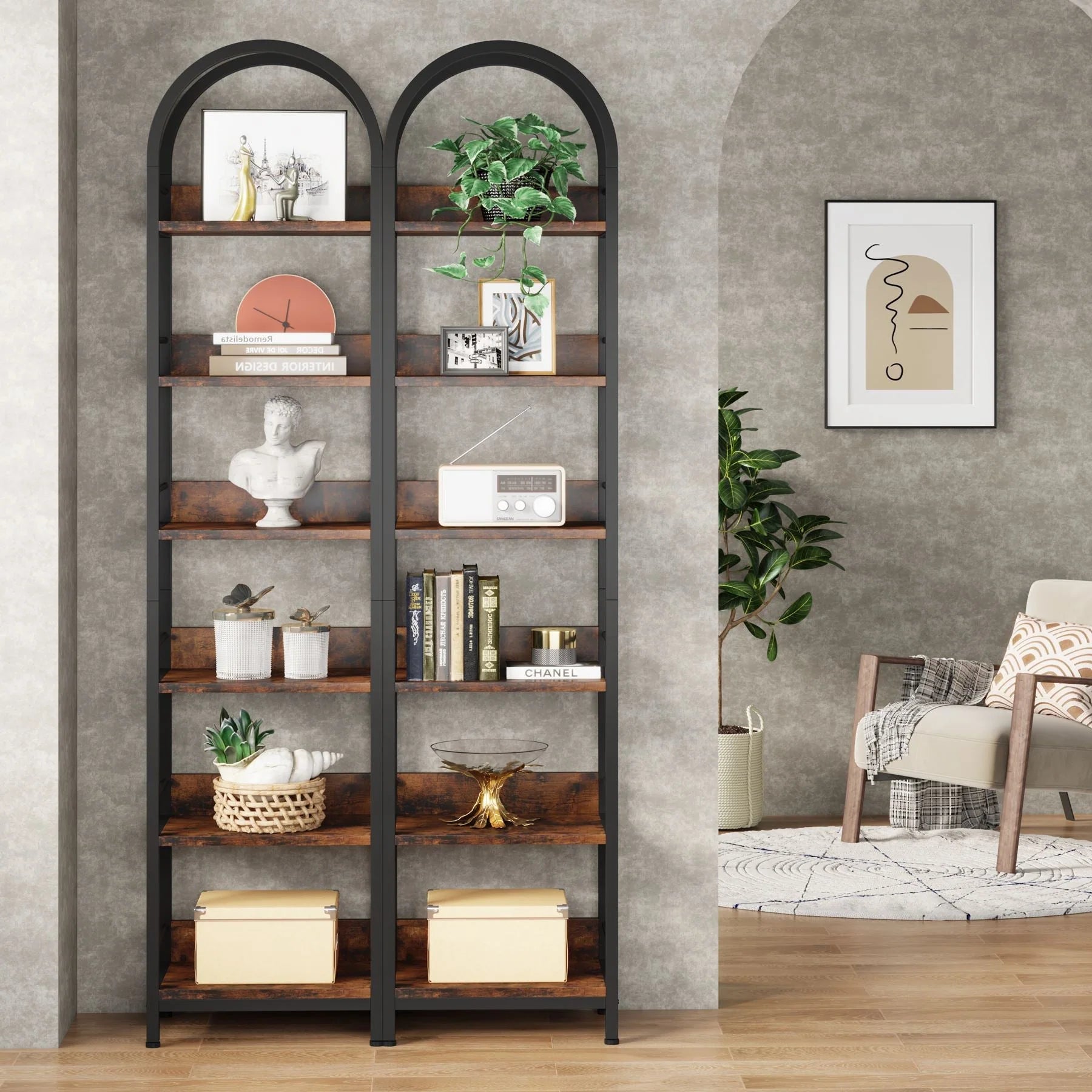 Rodeo Narrow Arched Display Shelf Bookcase Organizer Rack