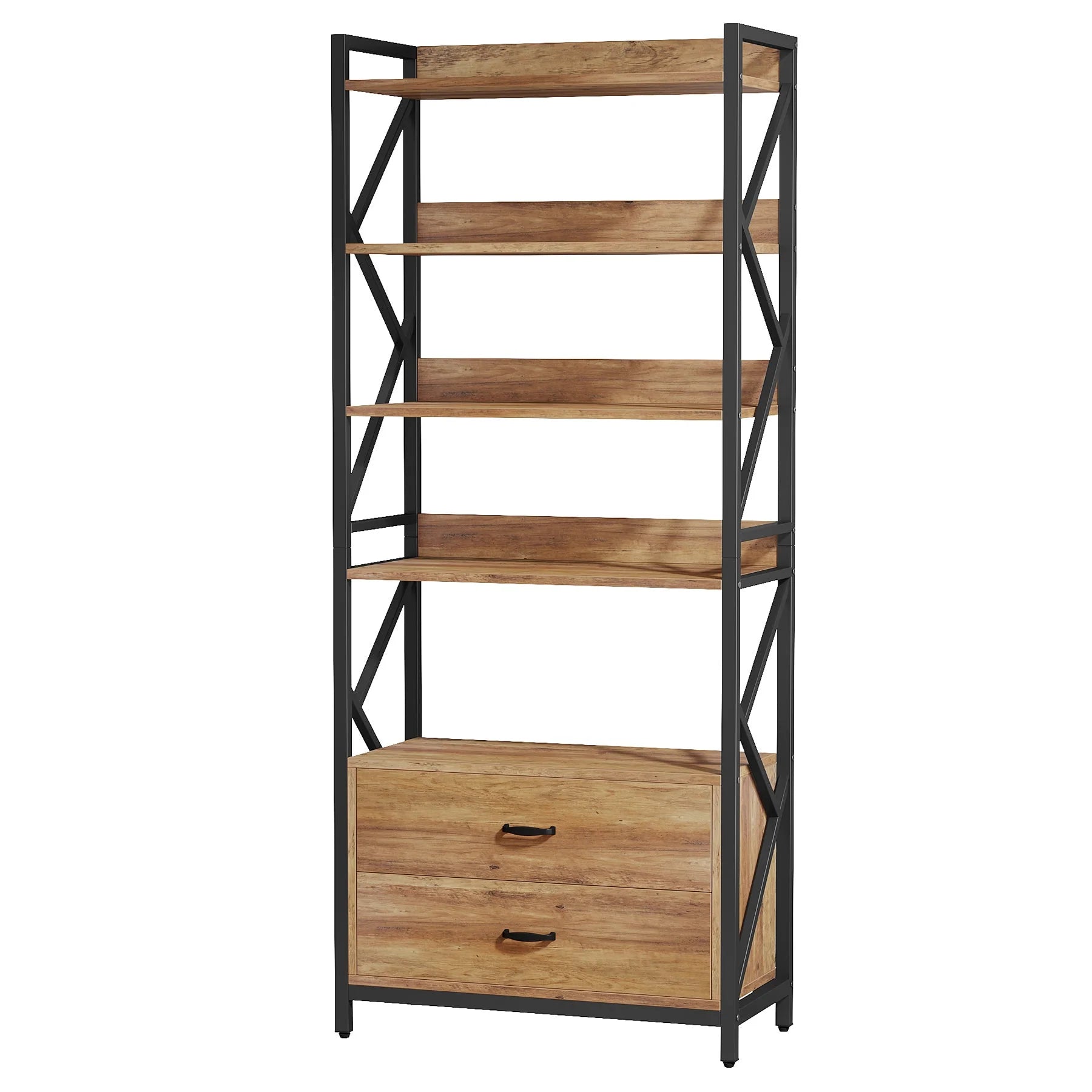 Tomers Living Lounge Bookcase Organizer Rack with 2 Drawers