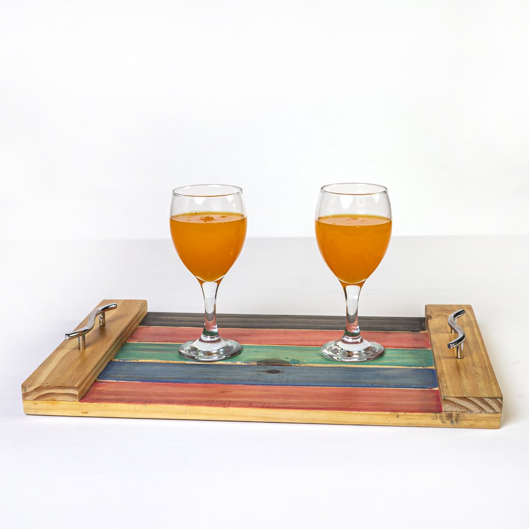 Prismatic Solid Wood Kitchen Snack Tea Guests Serving Tray - waseeh.com