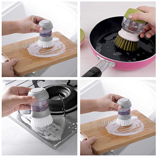 Kitchen Soap Dispensing Palm Brush Automatic Liquid Adding PET