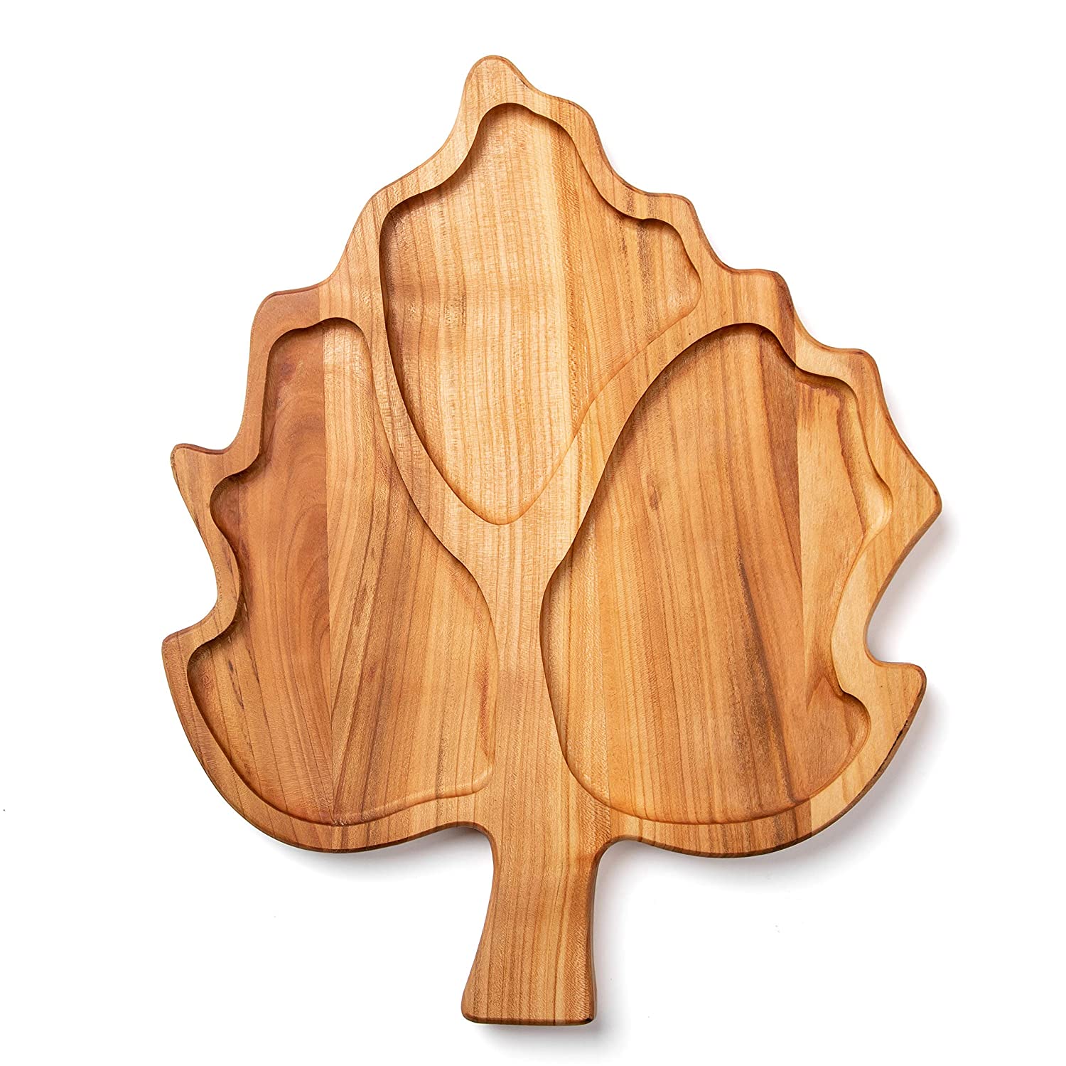 Maple Leaf Dry Fruit Snack Solid Wood Kitchen Serving Tray - waseeh.com