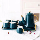 Ceramic Teapot with Tea Cups and Tray - waseeh.com