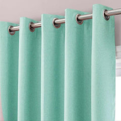 Ready Made Cotton Duck Plain Curtains with Lining & Stainless Steel Eyelet 8 Feet Length - waseeh.com