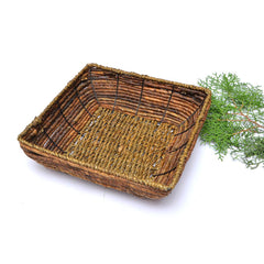 Neutral Tree brown Pastoral style simple fashion hand-woven storage basket rattan food fruit basket imitation rattan bread basket - waseeh.com