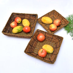 Neutral Tree brown Pastoral style simple fashion hand-woven storage basket rattan food fruit basket imitation rattan bread basket - waseeh.com