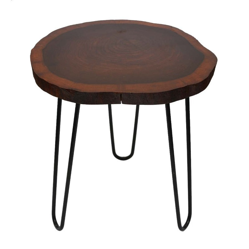 Billet Wooden Log Hairpin Bedside Centre Lounge Table - waseeh.com