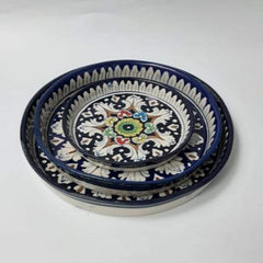 Round Dish-Blue pottery - waseeh.com