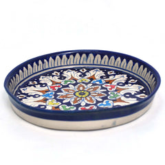 Round Dish-Blue pottery - waseeh.com